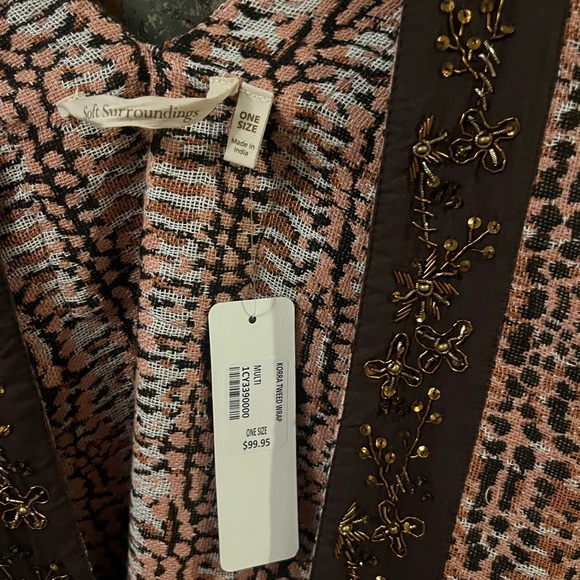 NWT Soft Surrounding kimono Capelet coat sweater embellished beaded tweed - Picture 3 of 4